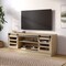 Stead Modern Farmhouse TV Stand, Media Console with Sliding Glass Doors, 58” Entertainment Center with Storage, Barn Door TV Stand for Living Room and Bedrooms, Supports 32 to 65" TVs (Light Oak)
